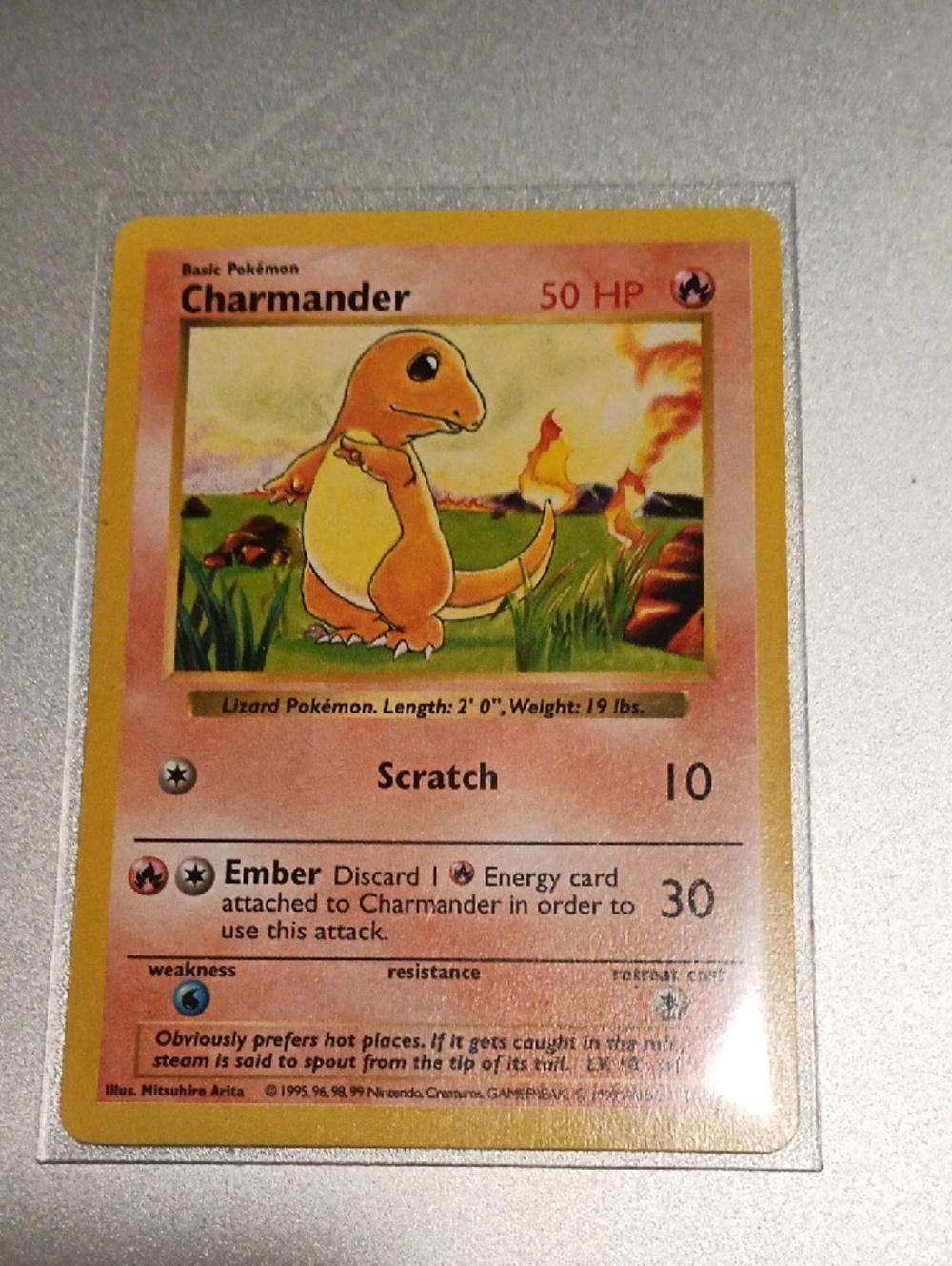 Pokemon Charmander Vintage Card - Yellow and Orange Artwork